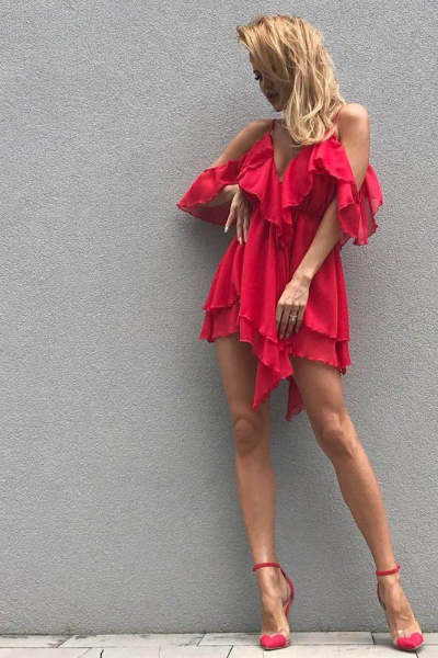 Rochie Voal cu Volane Sensy