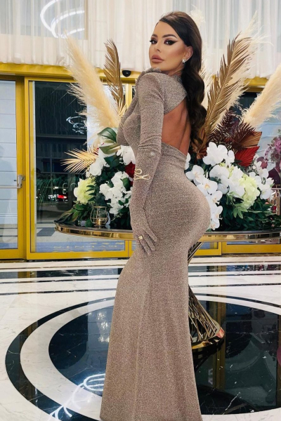 Rochie Glitter cu Manusi