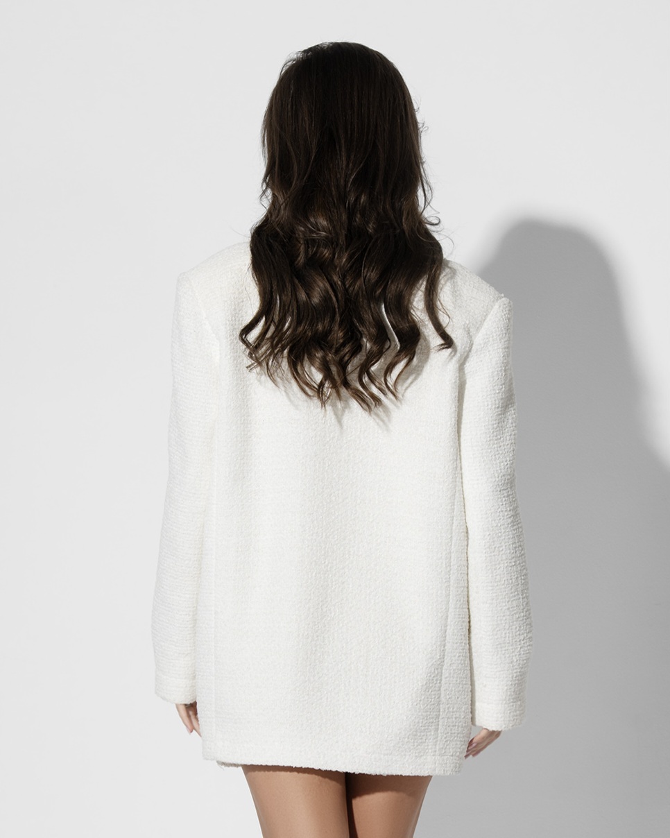 Blazer lung white tweed